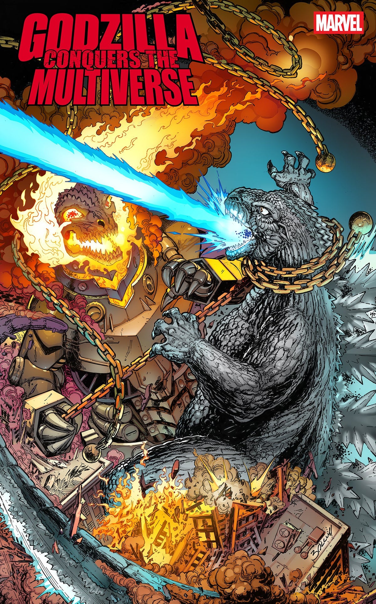 Godzilla Conquers the Multiverse #3 Mark Bagley Heisei vs. Marvel Variant