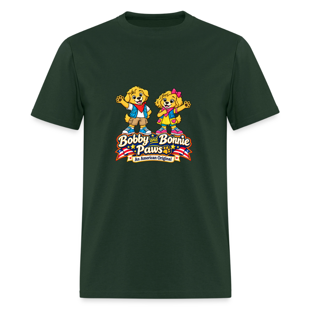 Men's T-Shirt Bobby and Bonnie Paws - forest green