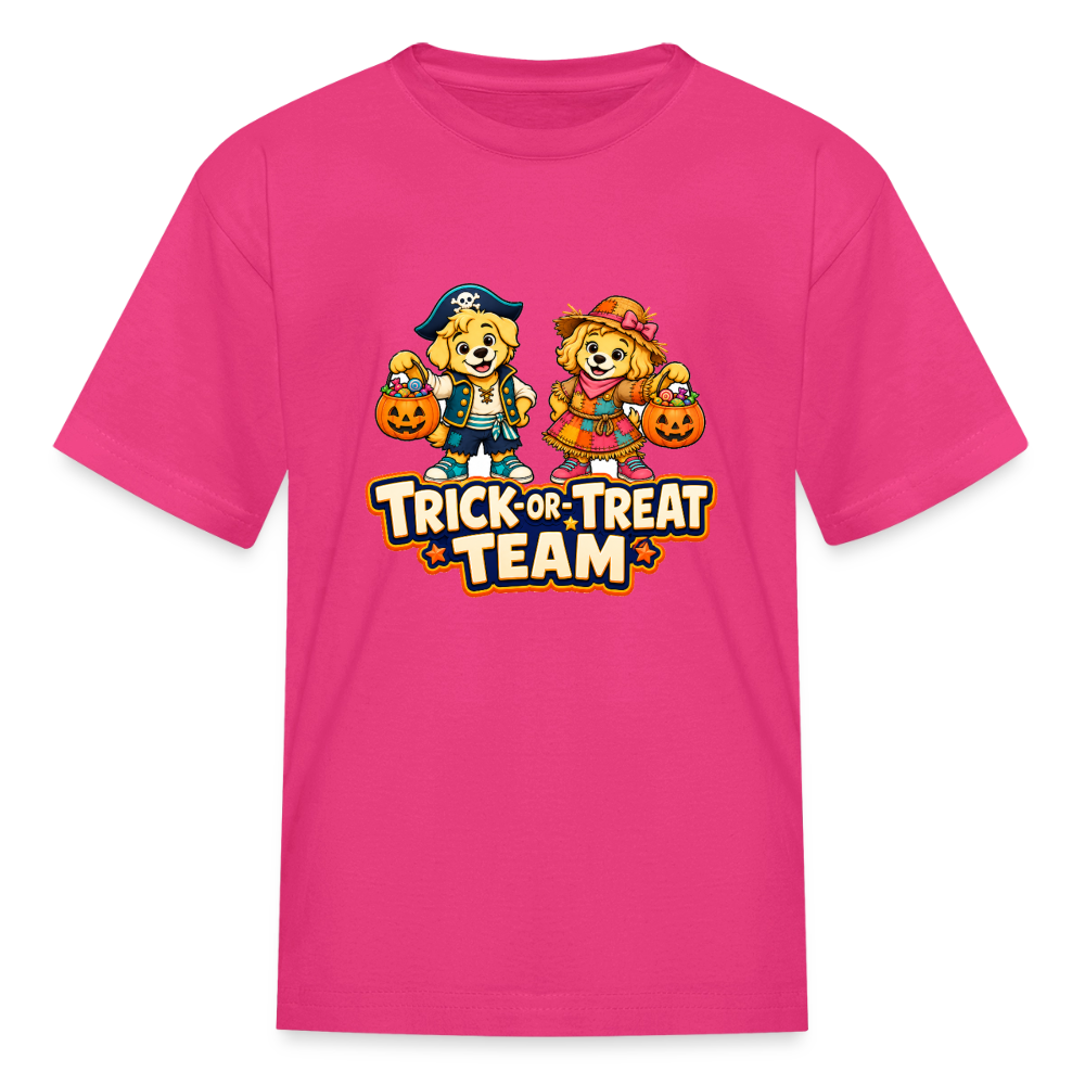 Bobby and Bonnie Halloween Trick or Treat Team Kids' T-Shirt - fuchsia