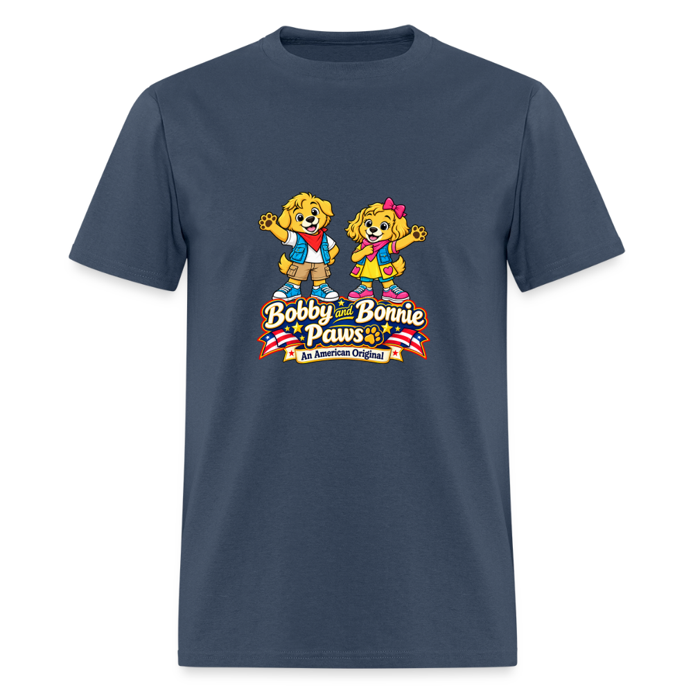 Men's T-Shirt Bobby and Bonnie Paws -  blue dusk