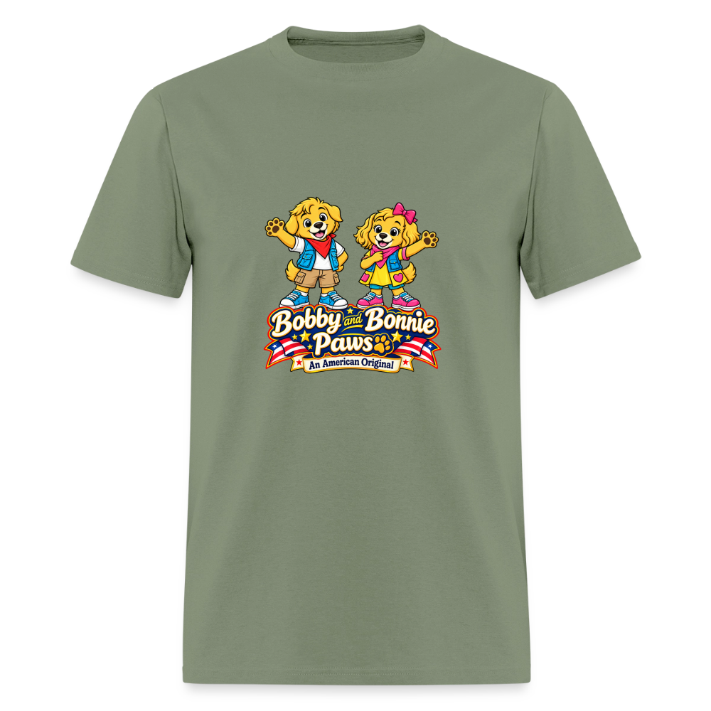 Men's T-Shirt Bobby and Bonnie Paws - military green
