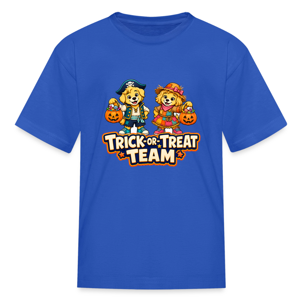 Bobby and Bonnie Halloween Trick or Treat Team Kids' T-Shirt - royal blue