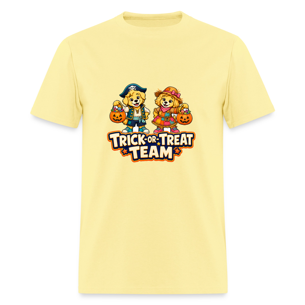 Bobby and Bonnie Halloween Trick or Treat Team Men's T-Shirt - cornsilk