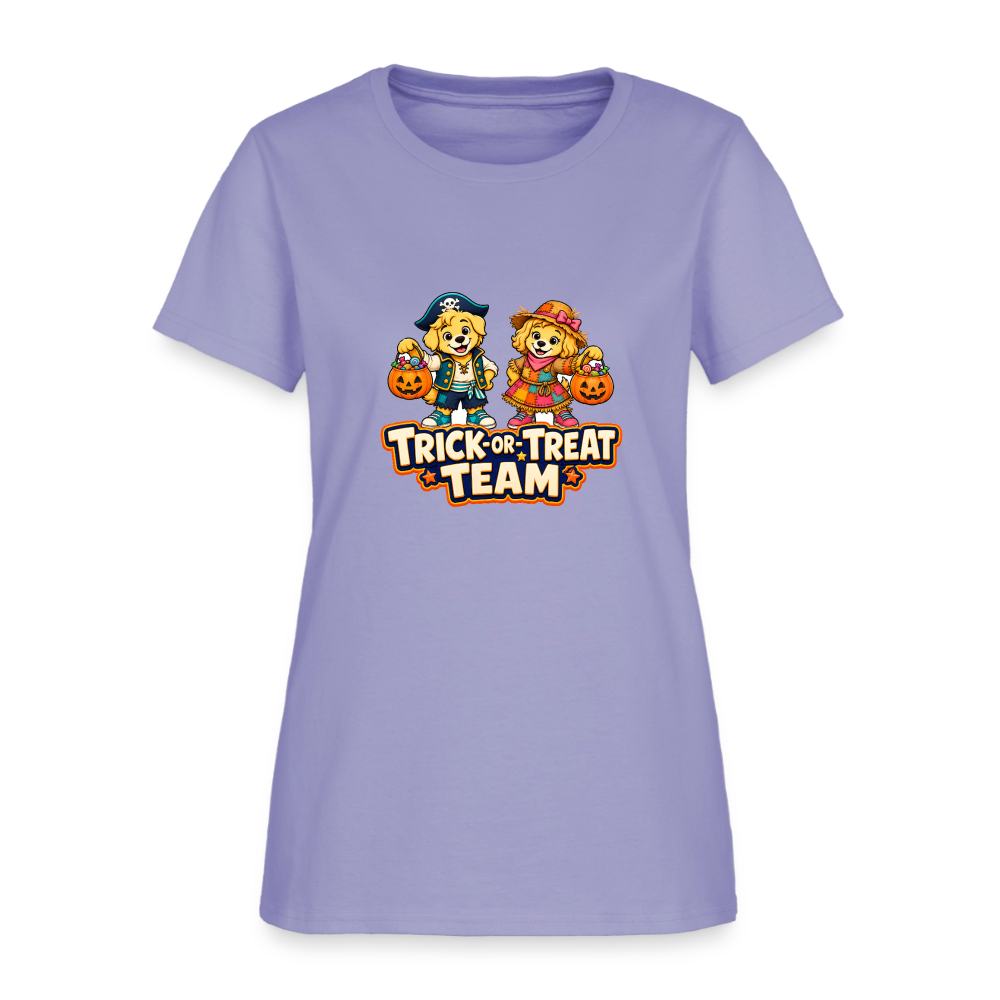Bobby and Bonnie Halloween Trick or Treat Team Women's T-Shirt - lavender