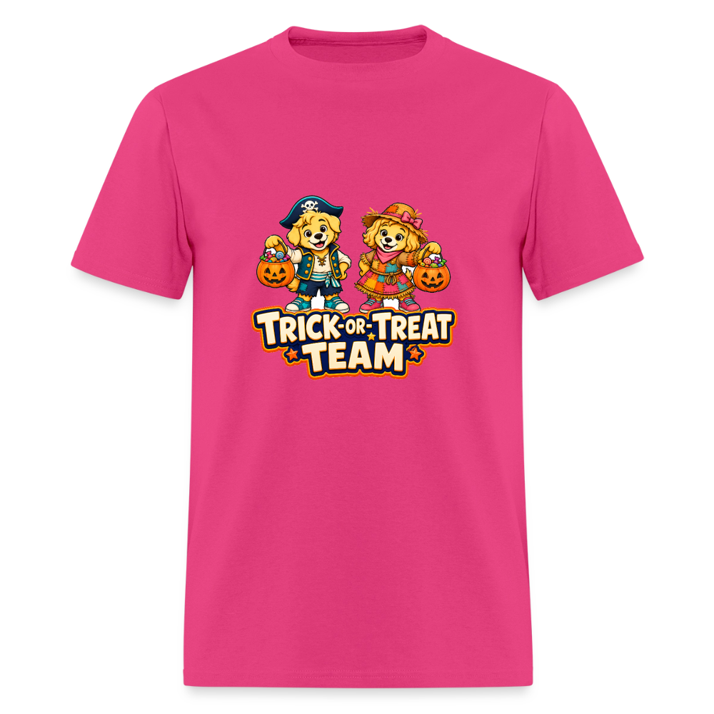 Bobby and Bonnie Halloween Trick or Treat Team Men's T-Shirt - fuchsia