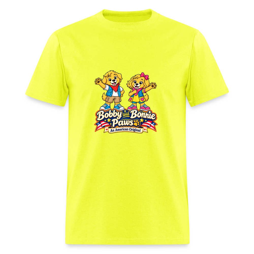 Men's T-Shirt Bobby and Bonnie Paws - safety green