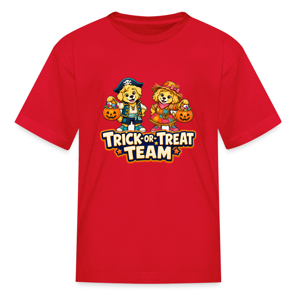 Bobby and Bonnie Halloween Trick or Treat Team Kids' T-Shirt - red