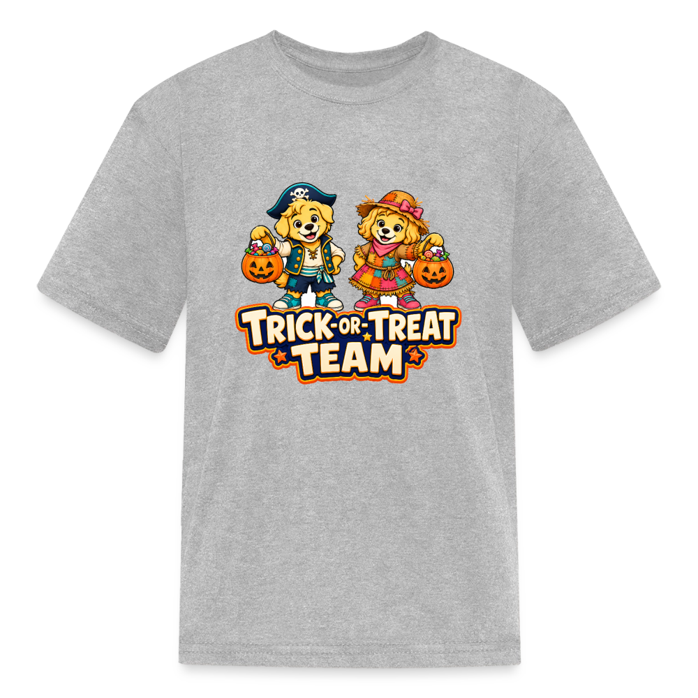 Bobby and Bonnie Halloween Trick or Treat Team Kids' T-Shirt - heather gray