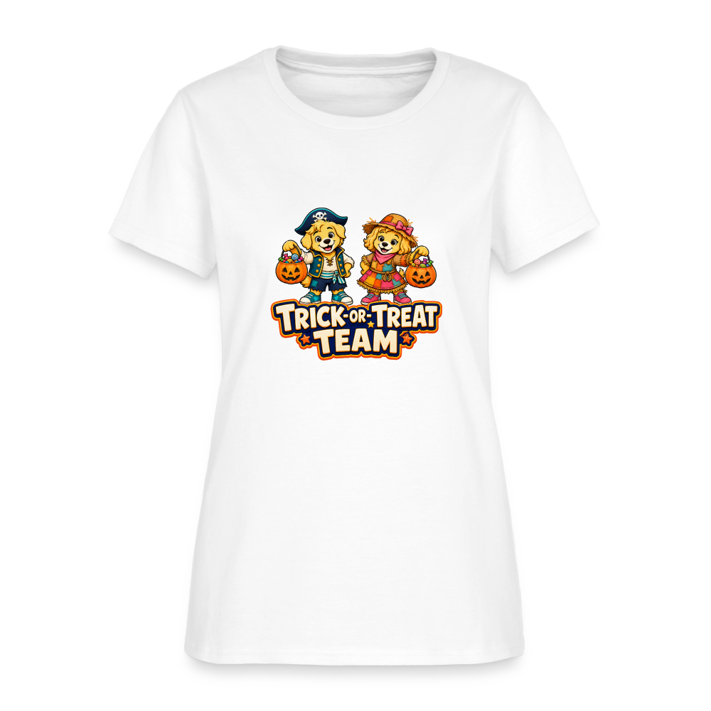 Bobby and Bonnie Halloween Trick or Treat Team Women's T-Shirt - white