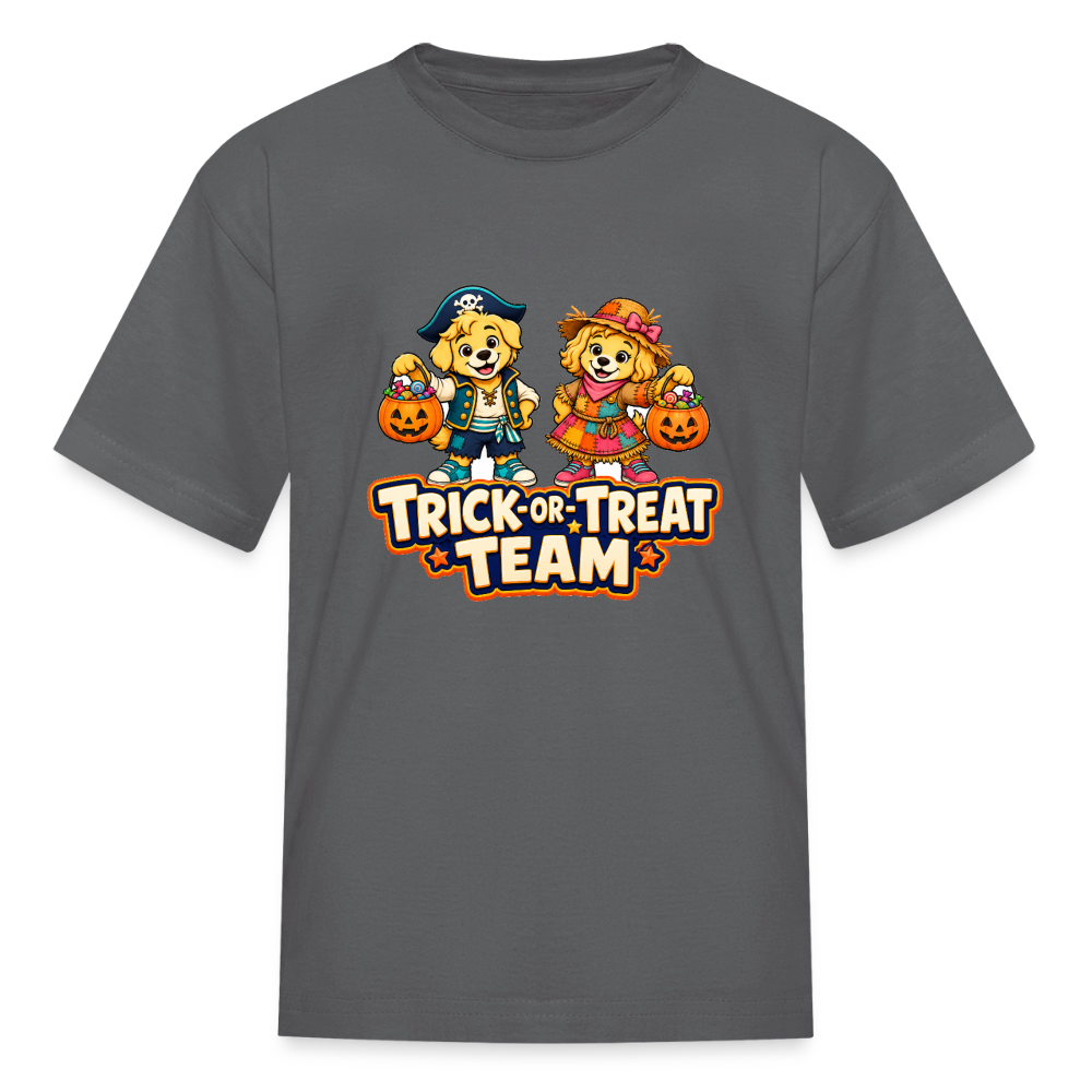 Bobby and Bonnie Halloween Trick or Treat Team Kids' T-Shirt - charcoal