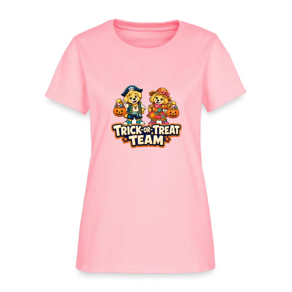 Bobby and Bonnie Halloween Trick or Treat Team Women's T-Shirt - pink