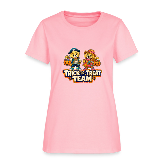 Bobby and Bonnie Halloween Trick or Treat Team Women's T-Shirt - pink
