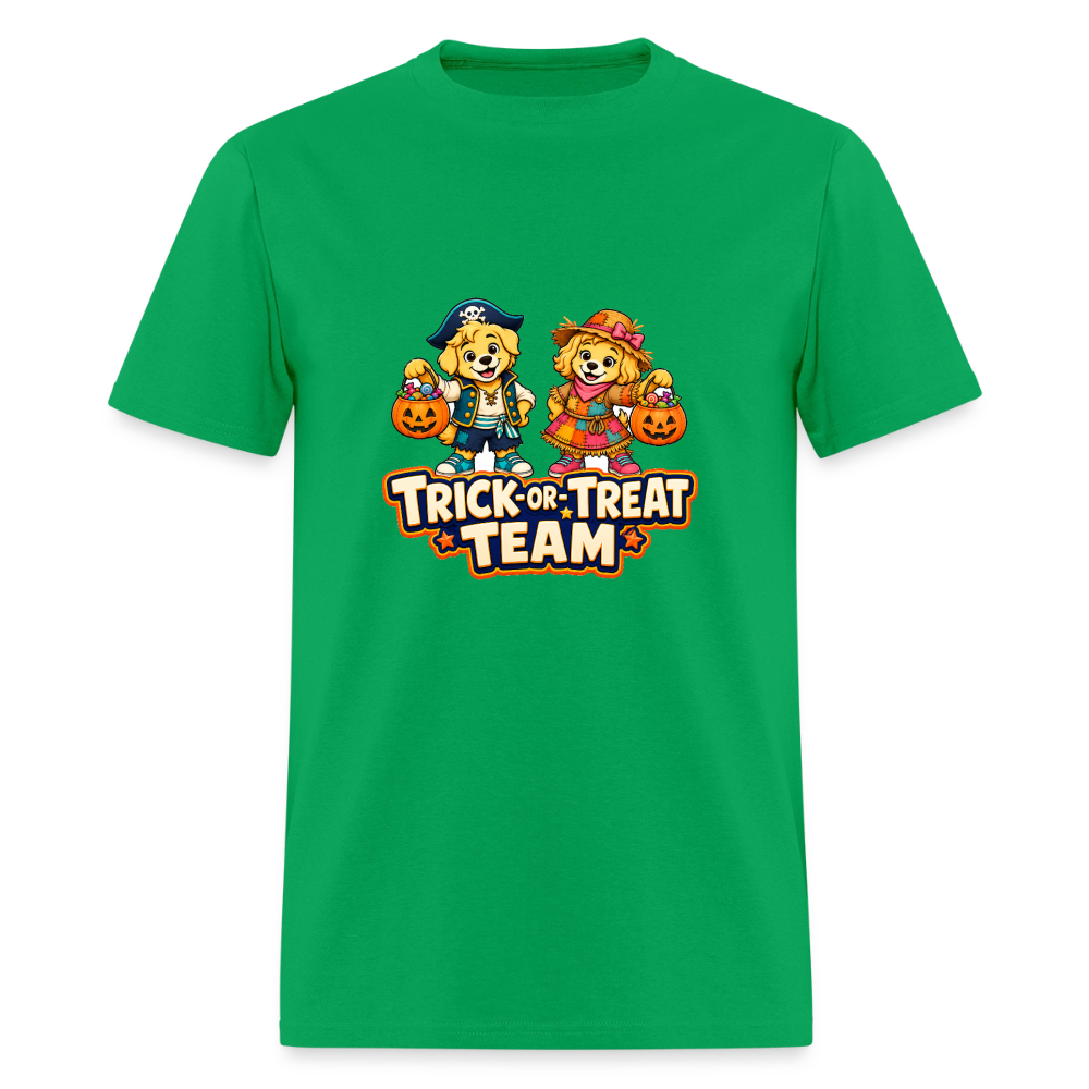 Bobby and Bonnie Halloween Trick or Treat Team Men's T-Shirt - bright green