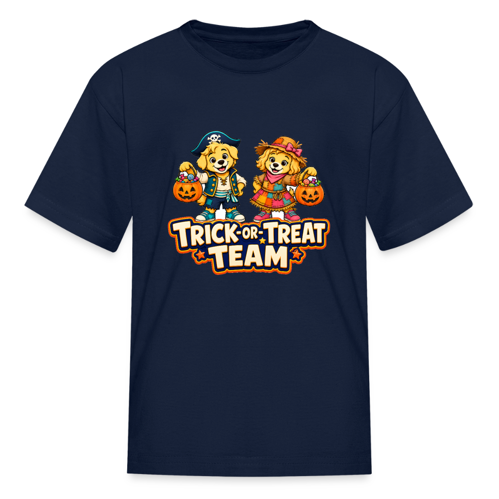 Bobby and Bonnie Halloween Trick or Treat Team Kids' T-Shirt - navy