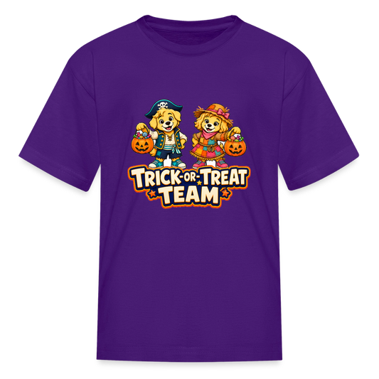 Bobby and Bonnie Halloween Trick or Treat Team Kids' T-Shirt - purple