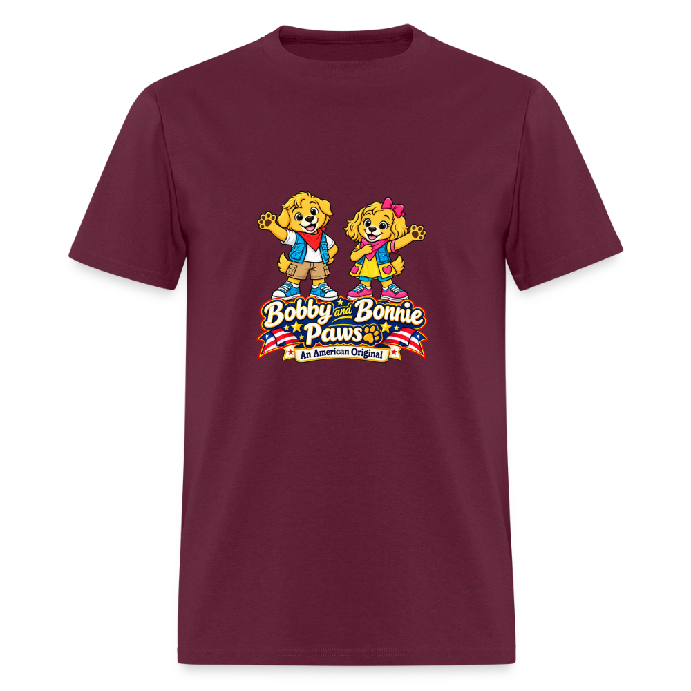 Men's T-Shirt Bobby and Bonnie Paws - burgundy