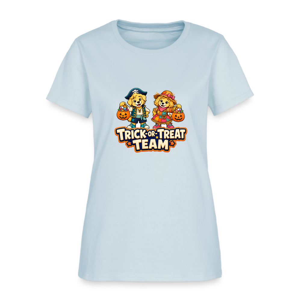 Bobby and Bonnie Halloween Trick or Treat Team Women's T-Shirt - light blue