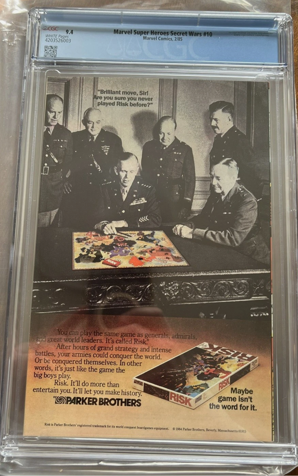 CGC 9.4 Secret Wars #10 1985