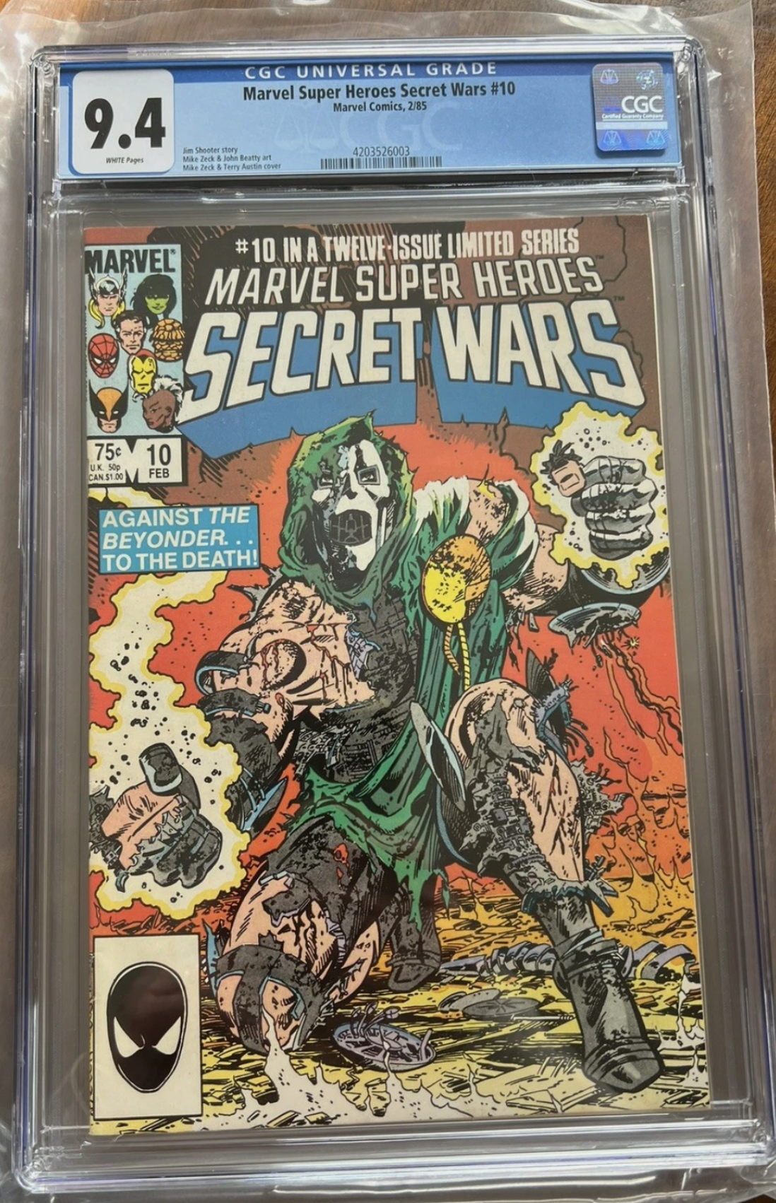 CGC 9.4 Secret Wars #10 1985